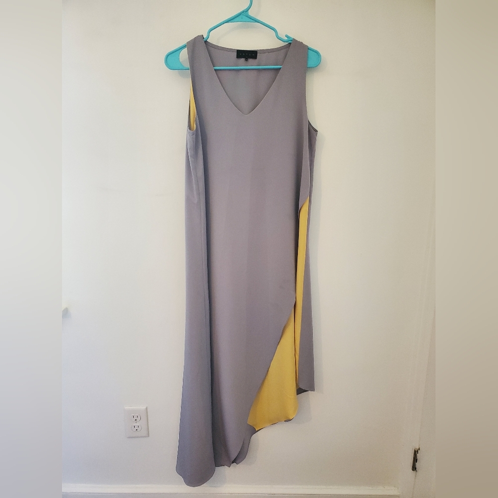 Hatch Maternity Asymmetrical Dress in Gray and Yellow ONE SIZE